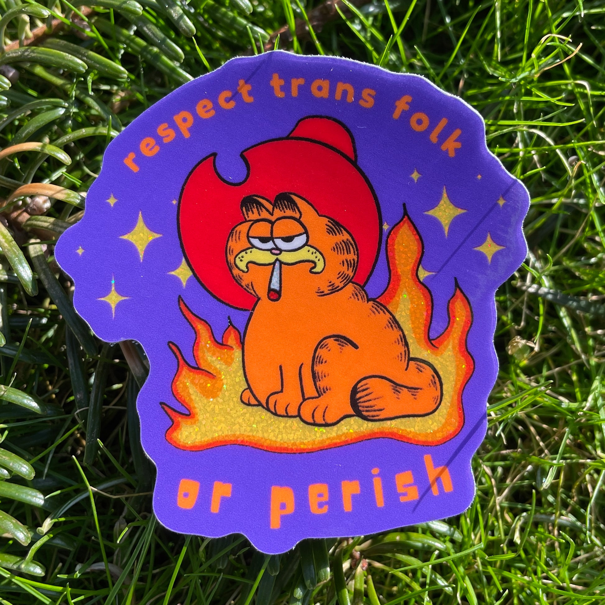 Garfield - Respect Trans Folk or Perish – Sticker Witches